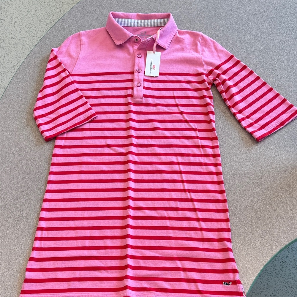 Vineyard Vines Kids Polo with Pink and Red Stripes